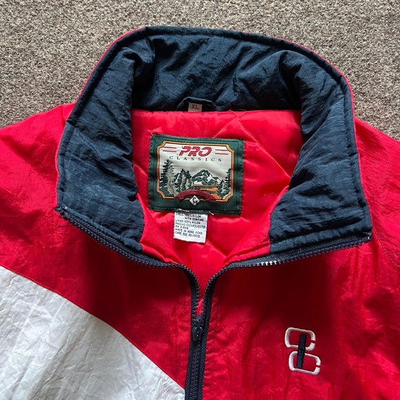 Vintage Pro Classics Nylon Bomber Jacket Men’s XL Retro Red Blue Quilted Lining - Picture 9 of 15